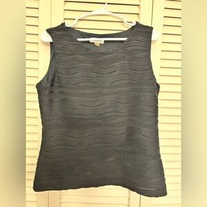 Calvin Klein Black Sleeveless Wave-Detail Tank